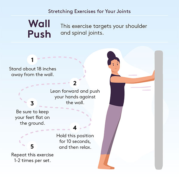 Wall push stretch for shoulder mobility